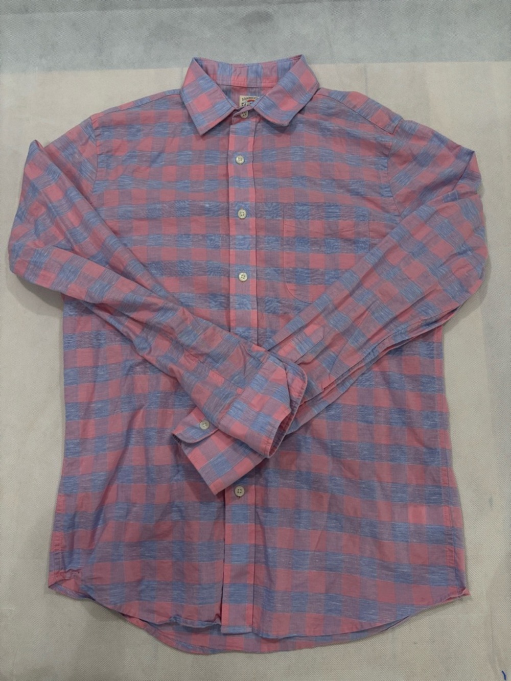 Faherty Pink & Blue Plaid Casual Button-Down Shirt